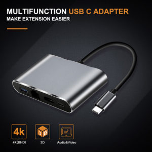 CABLETIME docking station C160, Type-C, 3-ports, 4K, 0.15m, γκρι | Συνοδευτικά PC | elabstore.gr