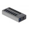 DELOCK hub 7x USB με διακόπτες 63669, USB 3.0, 5Gbps, LED, γκρι | Συνοδευτικά PC | elabstore.gr