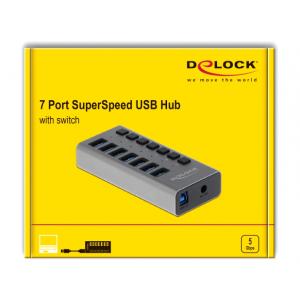 DELOCK hub 7x USB με διακόπτες 63669, USB 3.0, 5Gbps, LED, γκρι | eLabstore.gr DELOCK hub 7x USB με διακόπτες 63669, USB 3.0, 5Gbps, LED, γκρι | Συνοδευτικά PC | elabstore.gr