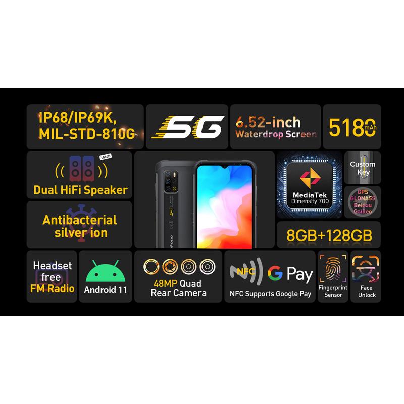 ULEFONE smartphone Armor 12 5G, IP68/IP69K, 6.52", 8/128GB, 5180mAh | eLabstore.gr ULEFONE smartphone Armor 12 5G, IP68/IP69K, 6.52", 8/128GB, 5180mAh | Mobile Συσκευές | elabstore.gr