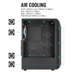 AEROCOOL PC case mid tower BIONIC-G, 206x450x372mm, 1x RGB fan, μαύρο | PC & Αναβάθμιση | elabstore.gr
