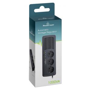 POWERTECH σταθεροποιητής ρεύματος PT-AVR1000I, 1000VA/500W, 3x schuko | Τροφοδοσία Ρεύματος | elabstore.gr