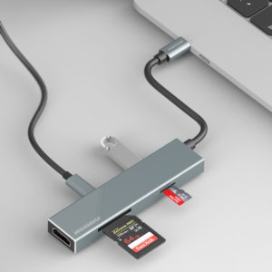 ROCKROSE USB Type-C hub Infinity 06S, USB/HDMI/Type-C/SD/Micro SD, γκρι | Συνοδευτικά PC | elabstore.gr