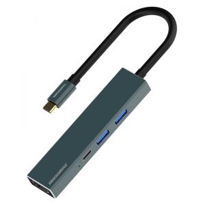 ROCKROSE USB Type-C hub Infinity 06S, USB/HDMI/Type-C/SD/Micro SD, γκρι | Συνοδευτικά PC | elabstore.gr