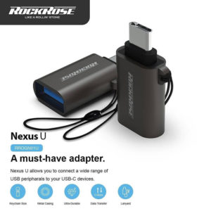 ROCKROSE αντάπτορας USB Type-C σε USB 3.0 Nexus U, 5Gbps, γκρι | Αξεσουάρ κινητών | elabstore.gr