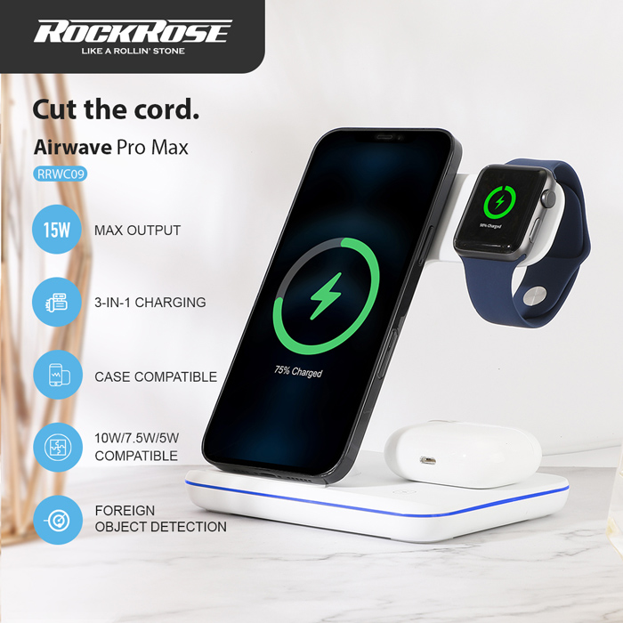 ROCKROSE ασύρματος φορτιστής Airwave Pro Max RRWC09, 15W, λευκός | eLabstore.gr ROCKROSE ασύρματος φορτιστής Airwave Pro Max RRWC09, 15W, λευκός | Αξεσουάρ κινητών | elabstore.gr
