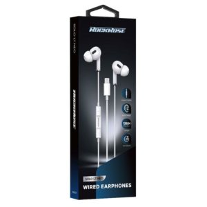 ROCKROSE earphones με μικρόφωνο Solo LT Neo, Lightning, 1.2m, λευκά | Αξεσουάρ κινητών | elabstore.gr