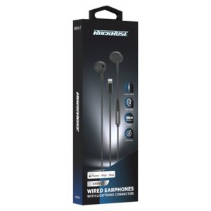 ROCKROSE earphones με μικρόφωνο Siren LT, Lightning, 1.2m, μαύρα | Αξεσουάρ κινητών | elabstore.gr