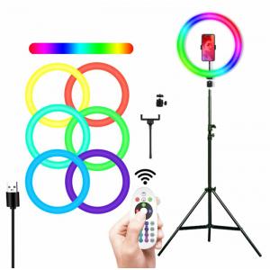Φωτιστικό δαχτυλίδι LED SD-5354, 10", RGB, χωρίς τρίποδα | Αξεσουάρ κινητών | elabstore.gr