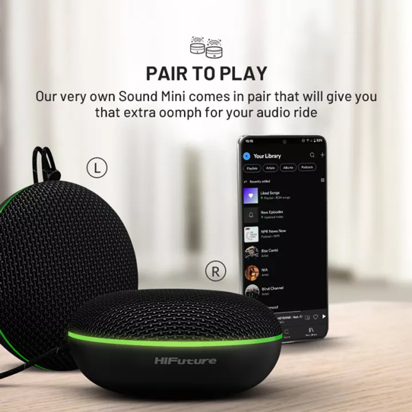HIFUTURE φορητό ηχείο SOUNDMINI, Bluetooth 5.0, 5W, TWS, LED, μαύρο | eLabstore.gr HIFUTURE φορητό ηχείο SOUNDMINI, Bluetooth 5.0, 5W, TWS, LED, μαύρο | Εικόνα & Ήχος | elabstore.gr