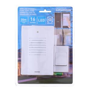 GRUNDIG ασύρματο κουδούνι 08792, με 16 μελωδίες, LED, 30m, λευκό | Εργαλεία | elabstore.gr