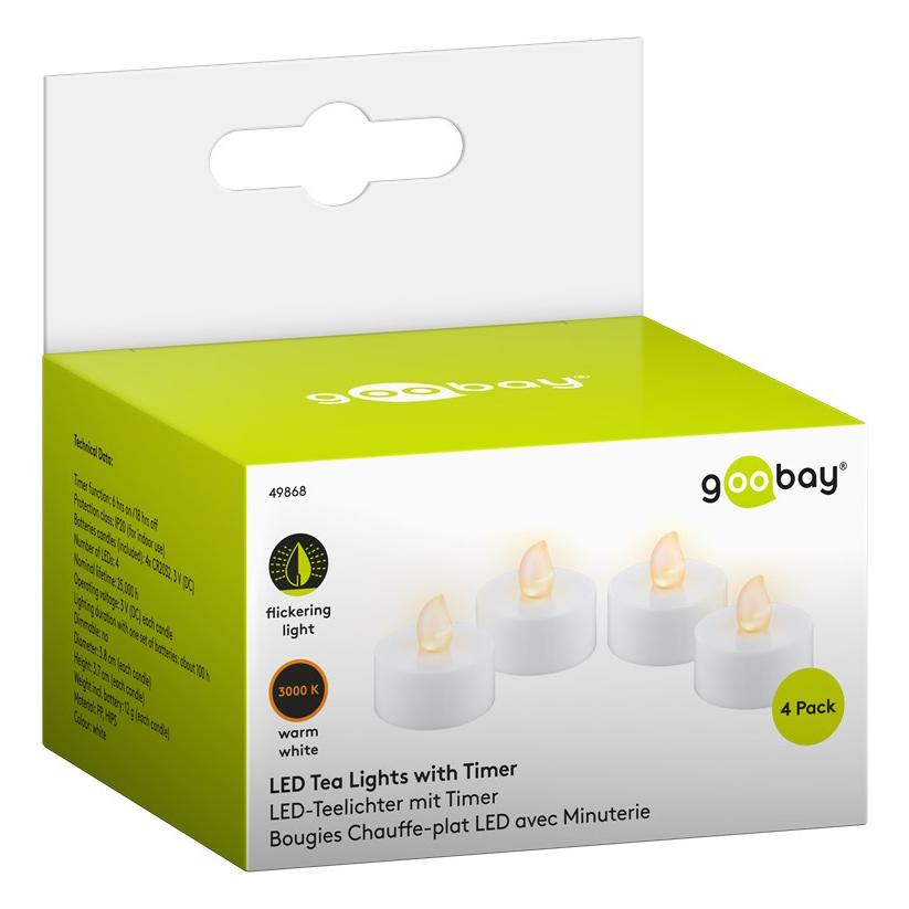 GOOBAY σετ LED φωτιστικά κεριά 49868, 3000K, με χρονοδιακόπτη, 4τμχ | eLabstore.gr GOOBAY σετ LED φωτιστικά κεριά 49868, 3000K, με χρονοδιακόπτη, 4τμχ | Οικιακές & Προσωπικές Συσκευές | elabstore.gr