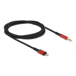DELOCK καλώδιο Lightning σε 3.5mm 86587, 30AWG, 1.5m, μαύρο-κόκκινο | Αξεσουάρ κινητών | elabstore.gr