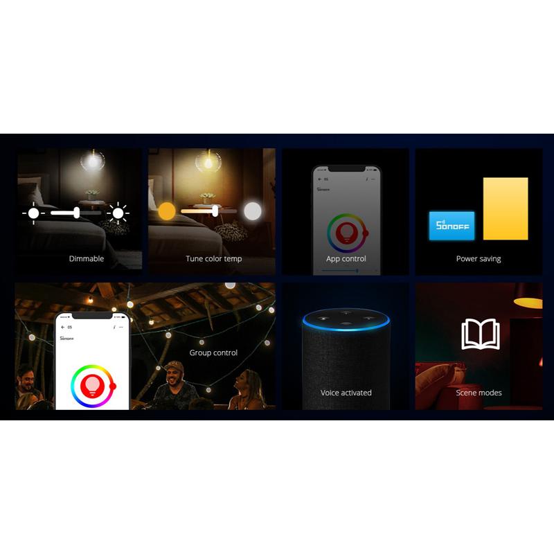 SONOFF smart λάμπα LED B02-B-A60, Wi-Fi, 9W, E27, 2700K-6500K | eLabstore.gr SONOFF smart λάμπα LED B02-B-A60, Wi-Fi, 9W, E27, 2700K-6500K | Φωτισμός | elabstore.gr
