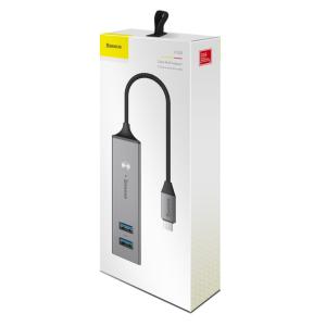 BASEUS USB Type-C hub CAHUB-D0G, 3x USB 3.0, 2x USB 2.0, 5Gbps, γκρι | Συνοδευτικά PC | elabstore.gr