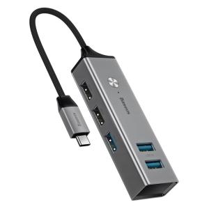BASEUS USB Type-C hub CAHUB-D0G, 3x USB 3.0, 2x USB 2.0, 5Gbps, γκρι | Συνοδευτικά PC | elabstore.gr