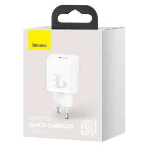 BASEUS φορτιστής τοίχου CCSUP-J02, USB Type-C, Super Si IC, 30W, λευκός | Αξεσουάρ κινητών | elabstore.gr