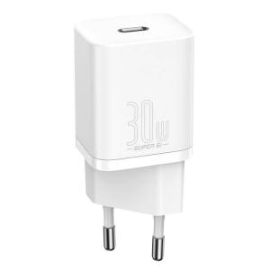 BASEUS φορτιστής τοίχου CCSUP-J02, USB Type-C, Super Si IC, 30W, λευκός | Αξεσουάρ κινητών | elabstore.gr