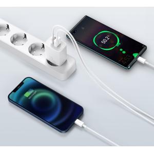 BASEUS φορτιστής τοίχου CCXJ-B02, USB & USB Type-C, QC3.0 20W, λευκός | Αξεσουάρ κινητών | elabstore.gr