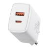 BASEUS φορτιστής τοίχου CCXJ-B02, USB & USB Type-C, QC3.0 20W, λευκός | Αξεσουάρ κινητών | elabstore.gr