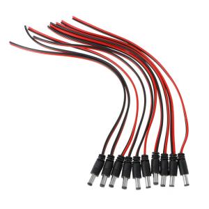 FOLKSAFE καλώδιο FS-DCPIGTAIL-M με αρσενικό βύσμα 5.5x2.1mm, 10τμχ | Κλειστό Κύκλωμα CCTV | elabstore.gr