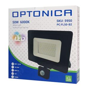 OPTONICA LED προβολέας 5950, με αισθητήρα κίνησης, 50W, 6000K, IP65 | Φωτισμός | elabstore.gr