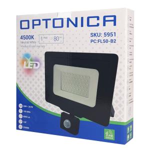 OPTONICA LED προβολέας 5951, με αισθητήρα κίνησης, 50W, 4500K, IP65 | Φωτισμός | elabstore.gr