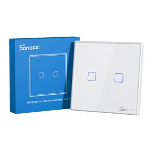 SONOFF smart διακόπτης T2EU2C-RF 433MHz, αφής, διπλός, λευκός | Εργαλεία | elabstore.gr