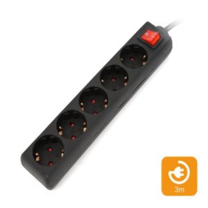 OMEGA Πολύπριζα 5θ με  Διακόπτη 3M,3g1,5 Μαύρο OL5G3 | Ηλεκτρολογικά | elabstore.gr
