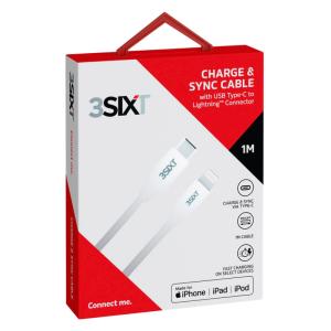 3SIXT καλώδιο USB Type-C σε Lightning 3S-1378, 3A, 1m, λευκό | Αξεσουάρ κινητών | elabstore.gr