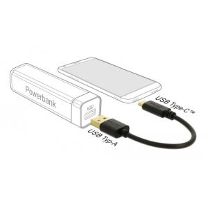DELOCK καλώδιο USB σε USB Type-C 85354, 3A, 22AWG, 0.15m, μαύρο | Αξεσουάρ κινητών | elabstore.gr