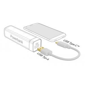 DELOCK καλώδιο USB σε USB Type-C 85355, 3A, 22AWG, 0.15m, λευκό | Αξεσουάρ κινητών | elabstore.gr