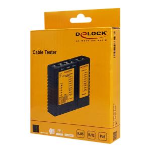 DELOCK tester καλωδίων 86107, RJ45, RJ12, PoE, μαύρο | Εργαλεία | elabstore.gr