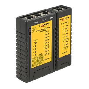 DELOCK tester καλωδίων 86107, RJ45, RJ12, PoE, μαύρο | Εργαλεία | elabstore.gr