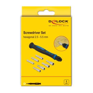 DELOCK σετ κατσαβιδιών 90551, hexagonal 2.5 - 5.5mm, 8τμχ | Εργαλεία | elabstore.gr