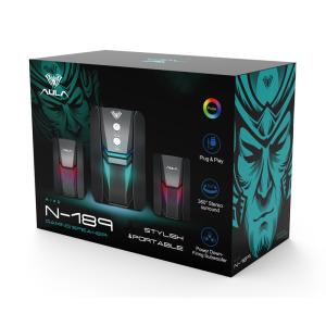 AULA gaming ηχεία N-189, 5W + 2x 3W, RGB, USB/3.5mm, μαύρα | Συνοδευτικά PC | elabstore.gr