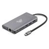 AULA docking station OT-95117, 2x USB/HDMI/VGA/RJ45/Type-C PD/SD, γκρι | Συνοδευτικά PC | elabstore.gr