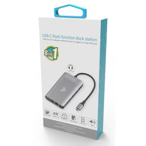 AULA docking station OT-95117, 2x USB/HDMI/VGA/RJ45/Type-C PD/SD, γκρι | Συνοδευτικά PC | elabstore.gr