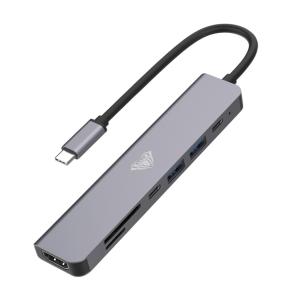 AULA docking station UC-902, 2x USB, HDMI, USB Type-C + PD, TF/SD, γκρι | Συνοδευτικά PC | elabstore.gr