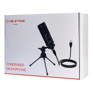 CABLETIME πυκνωτικό μικρόφωνο MP01-AB, με αντιανέμιο & τρίποδα, USB | Εικόνα & Ήχος | elabstore.gr