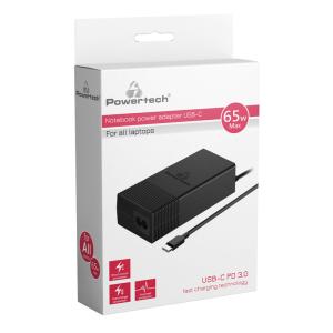POWERTECH φορτιστής laptop PT-975, USB Type-C PD, universal, 65W, μαύρος | Αξεσουάρ για Laptop | elabstore.gr