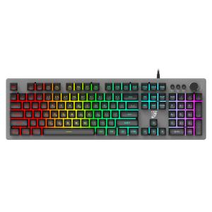 ROAR gaming πληκτρολόγιο RR-0007, ενσύρματο, RGB, αθόρυβα πλήκτρα, ασημί | Συνοδευτικά PC | elabstore.gr
