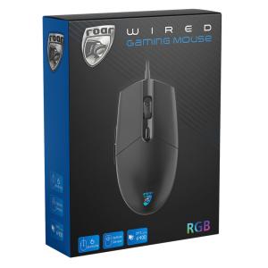 ROAR ενσύρματο gaming ποντίκι RR-0012, oπτικό, 6400DPI, 6 πλήκτρα, μαύρο | Συνοδευτικά PC | elabstore.gr