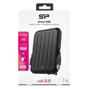 SILICON POWER εξωτερικός HDD Armor A66, 1TB, USB 3.2, μαύρος | PC & Αναβάθμιση | elabstore.gr