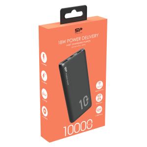SILICON POWER power bank QP15, 10000mAh, 2x USB & USB Type-C, 3A, μαύρο | Αξεσουάρ κινητών | elabstore.gr