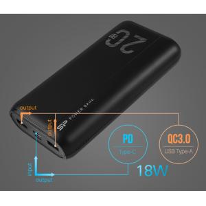 SILICON POWER power bank QS15, 20000mAh, 2x USB & USB Type-C, 3A, μαύρο | Αξεσουάρ κινητών | elabstore.gr
