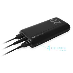 SILICON POWER power bank QS15, 20000mAh, 2x USB & USB Type-C, 3A, μαύρο | Αξεσουάρ κινητών | elabstore.gr
