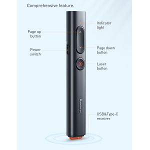 BASEUS τηλεχειριστήριο παρουσιάσεων ACFYB-A01 με laser 100m, μαύρο | Εικόνα & Ήχος | elabstore.gr