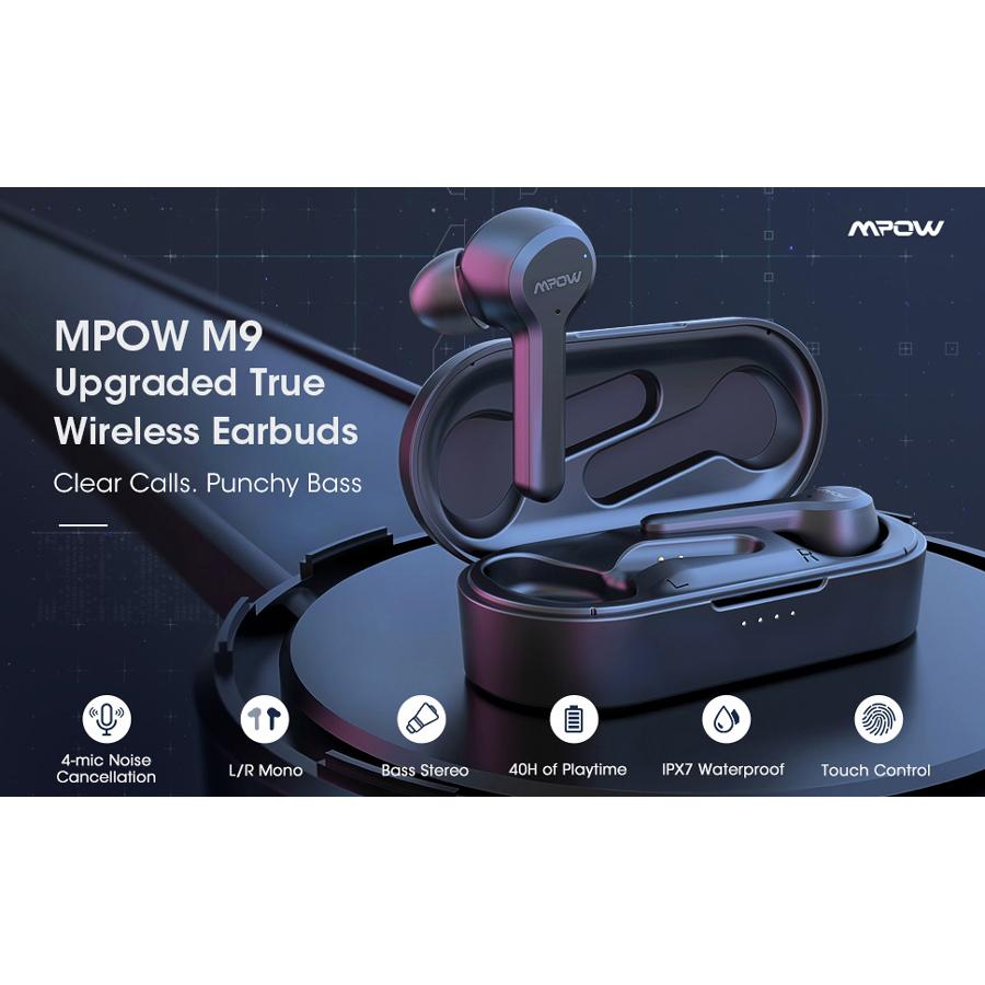 MPOW earphones με θήκη φόρτισης M9 BH413A, True Wireless, μαύρα | eLabstore.gr MPOW earphones με θήκη φόρτισης M9 BH413A, True Wireless, μαύρα | Αξεσουάρ κινητών | elabstore.gr