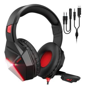 MPOW gaming headset EG10 BH414A LED, multiplatform, 3.5mm, μαύρο-κόκκινο | Συνοδευτικά PC | elabstore.gr